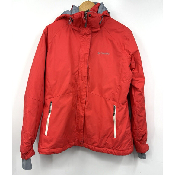 Columbia Sportswear Womens Powderhouse II Jacket‎ Bright Pink w Grey Lining Sz L - Picture 1 of 11